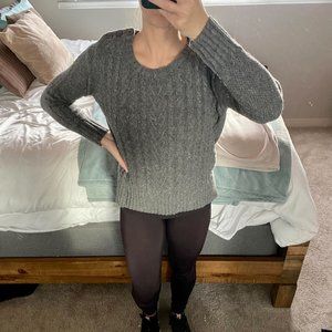 Braided Crew Neck High-Low Sweater (Medium)